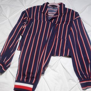 Navy Red Whit Striped Set